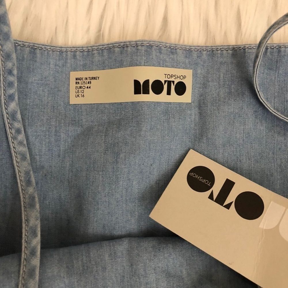 Topshop Moto Horn Button Denim Dress 12 - Picture 6 of 8
